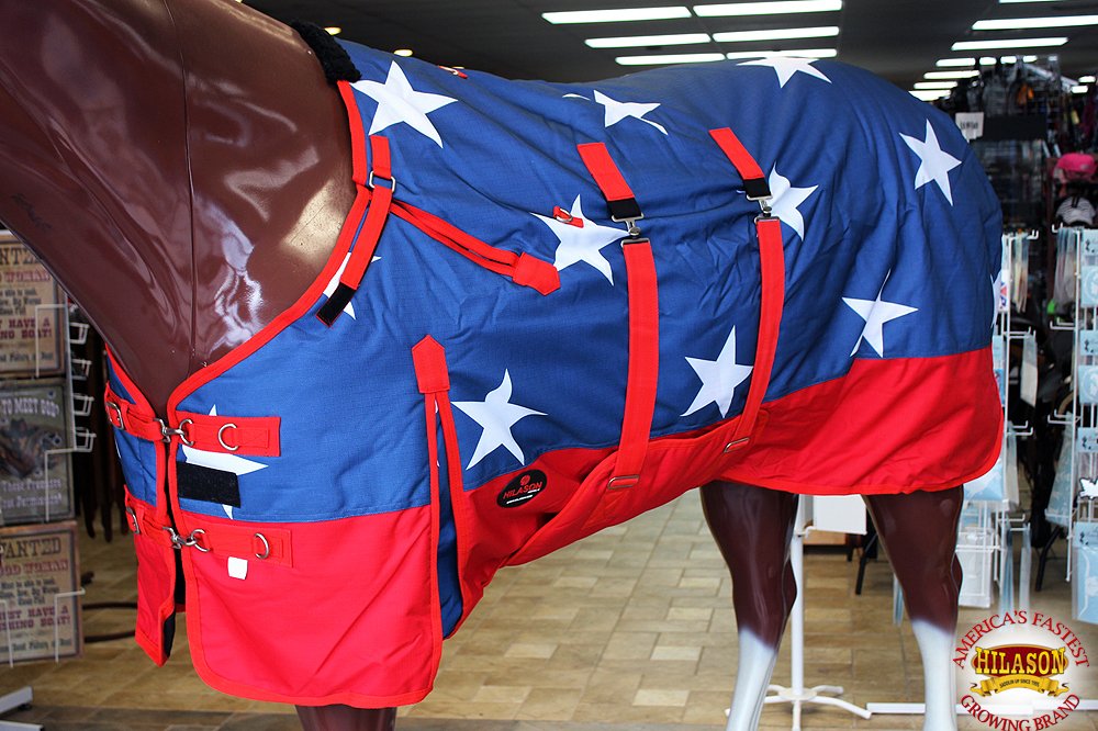 Hilason American Flag 69 In 1200D Winter Waterproof Poly Horse Blanket Belly Wrap | Horse Blanket | Horse